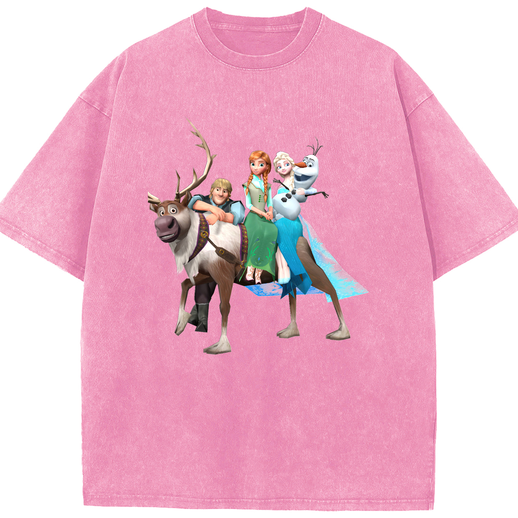 （画像用） アナと雪の女王 アンナ エルサ Frozen Anna Elsa 綿100% ヴィンテージ風 半袖Tシャツ（フロントプリント）